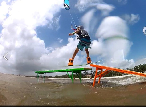 In less than one year, 10-year-old Evan Drye went from a total beginner to sponsored rider with the help of Kiteboard Coach. Photo Kevin Drye