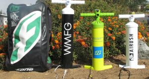 L to R: WMFG Tall Pump (2.9L/pump), new North pump (2.3L/pump), Airush traditional pump